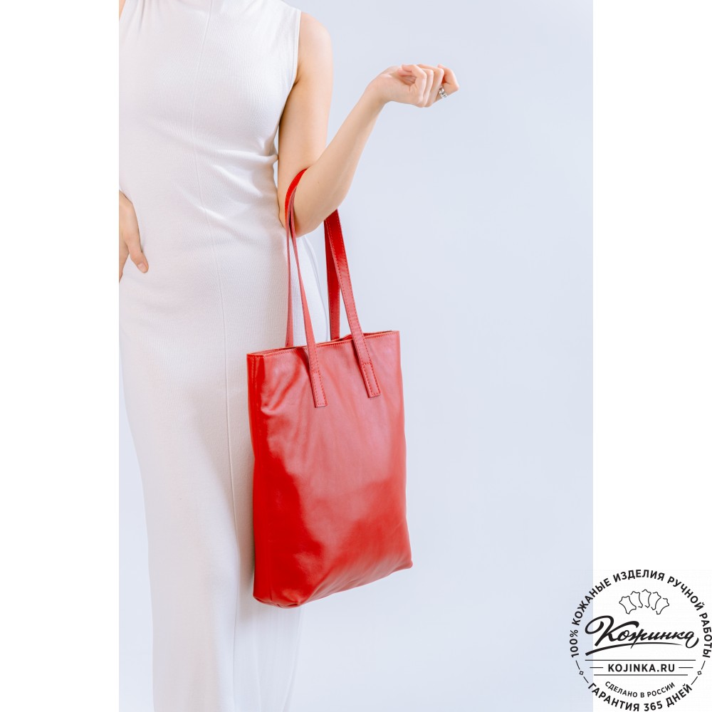 Женская кожаная сумка "Монреаль Нью" (красная гладкая кожа)